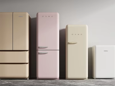 Multiple Colors Standing Refrigerators and Freezers with Modern Design for Home Kitchen 3d model