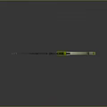 Modern Tactical Knife With Green And Gray Handle Yellow Edge Blade Contemporary Design Reflective Surface
