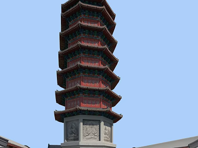 Ancient Architecture Of Traditional Chinese Pagoda With Multi Layer Structure And Decorative Eaves 3d model