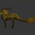 Game Movie Fantasy Dragon Character With Deer Antlers Yellow Green Scales Flame Mane