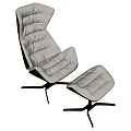 Modern Lounge Chair Design With Padded Cushion Ottoman And Metal Base
