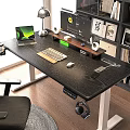 Modern Home Office Setup With Spacious Desk Dual Monitors Bookshelf And Ergonomic Chair