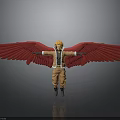 Anime Character Figure With Blonde Hair Red Wings And Outstretched Arms