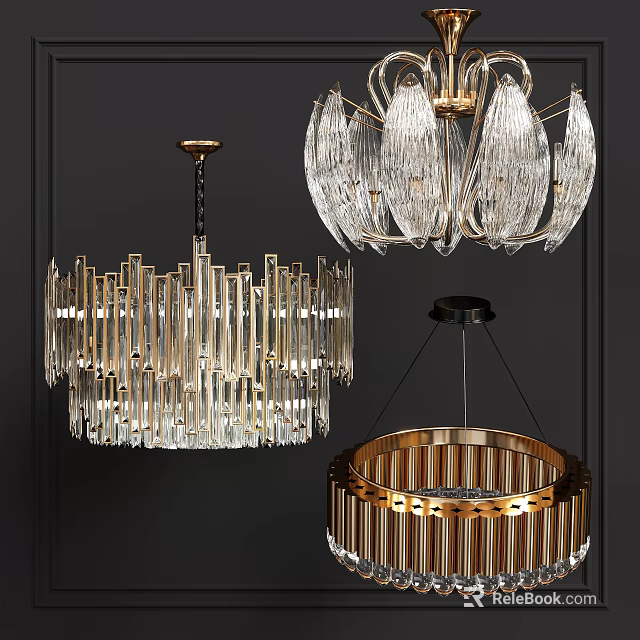 Geometric Modern Chandeliers With Metal Frames And Glass Elements For Home Decor 3d model