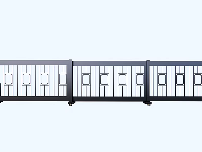 Black Metal Entrance Gate With Automatic Sliding And Square Cutout Design 3d model