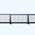 Black Metal Entrance Gate With Automatic Sliding And Square Cutout Design