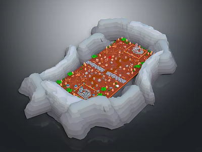Scenic Mountain Valley Landscape With Rocky Edges Red Ground And Green Vegetation 3d model