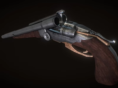 Vintage Revolver With Wooden Grip And Metal Barrel Cylinder Classic Design 3d model