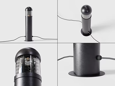 Black Column Lamp Design With Transparent Shade Base And Connected Power Cord 3d model
