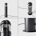 Black Column Lamp Design With Transparent Shade Base And Connected Power Cord 3d model