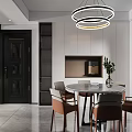 Modern Living Dining Room Interior With Brown Sofa Black TV And Round Coffee Table