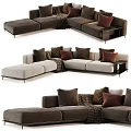 Modern Sectional Sofa With Spacious Comfortable Seating Decorative Pillows And Throw Blanket 3d model