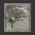 Green Manual Water Pump Installed On Square Concrete Base Slab Structure