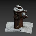 Snow Covered Rusted Roadside Fire Hydrant In Winter Road Scene