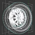 Car Alloy Wheel With Golden Spokes Red Brake Calipers And Silver Rim