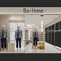 Bright Modern Clothing Store Interior With Fitting Rooms Clothing Racks And Cashier Counter