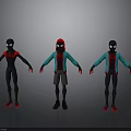 Three 3D SpiderMan Character Models With Different Costumes And Poses