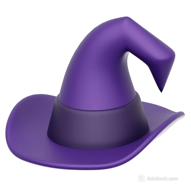 Purple Wizard Hat With Pointed Top And Wide Brim Design 3d model 