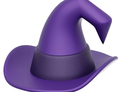 Purple Wizard Hat With Pointed Top And Wide Brim Design 3d model