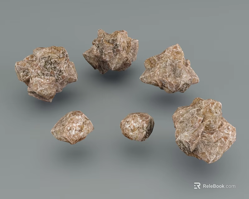 Natural Brown Rough Stone Pieces For Decorative Display And Craft Use 3d model 