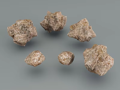 Natural Brown Rough Stone Pieces For Decorative Display And Craft Use 3d model