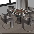Elegant Modern Interior With Mahjong Table And Comfortable Chairs 3d model