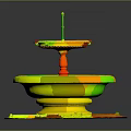 Rustic Two Tiered Stone Fountain Architectural Structure With Moss Covered Base And Square Platform