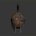 Ancient Greek Spartan Helmet With Copper Gold Metallic Finish And Spiked Top Face Guard 3d model