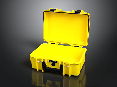 Yellow Open Hard Shell Toolbox With Secure Lock For Equipment Storage 3d model