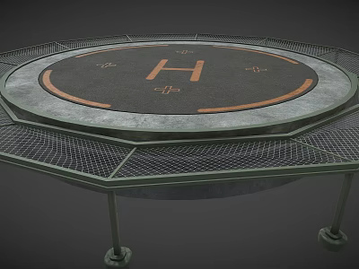 Industrial Equipment Circular Platform With H Logo Metal Mesh And Support Legs 3d model