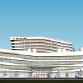 Modern Guangdong Building Exterior With Curved Design Palm Trees And Green Lawn