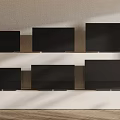 Six Modern Televisions Arranged on Wall Shelves in Interior Display Setup 3d model