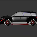 Aggressive Black SUV With Sporty Design Modified Body Red Accents And Large Alloy Wheels