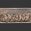 Delicious Chocolate Chip Cookies Arranged On Wooden Tray With Crunchy Texture