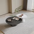 Modern Black And White Coffee Tables With Tray Glasses Magazine And Plant On Rug
