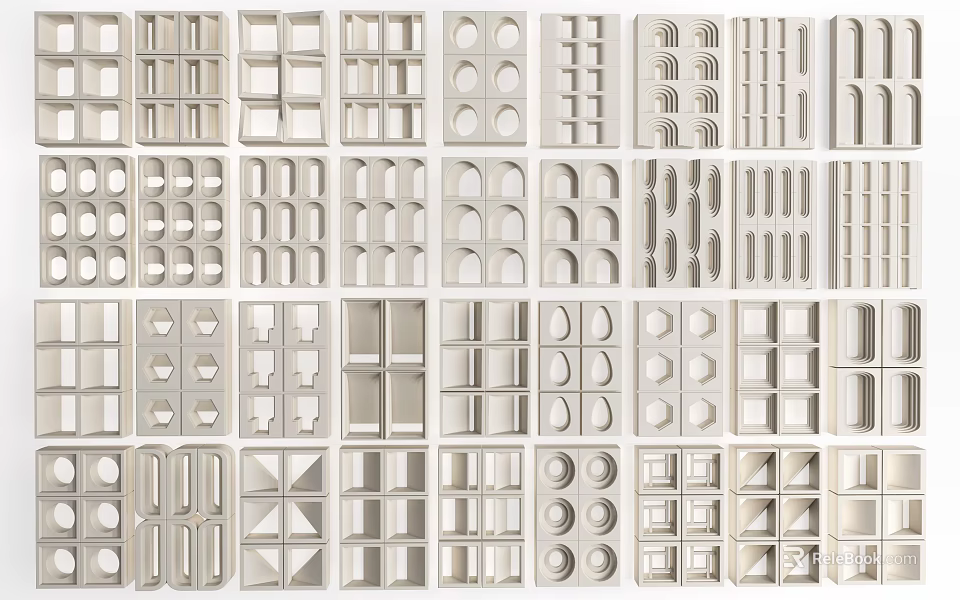 Various Modern Partition Designs With Geometric And Hollow Patterns For Interior 3d model