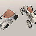 Electric Toy Cars With Vintage Design White Gray Brown Seats And Number 6 9 Decorations
