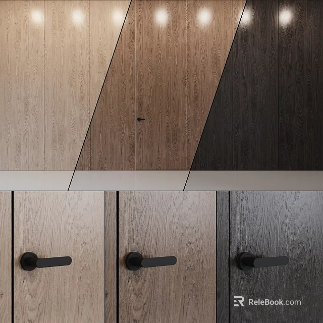 Modern Wooden Wall Decor With Geometric Panel Splicing And Different Color Textures 3d model 
