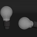 Two Transparent Glass Light Bulbs With Metal Base On Dark Background