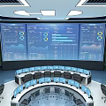 Modern monitoring room control room monitoring command center display screen console display screen 3d model