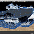 Military Armored Tank With Camouflage Paint Tracks And Exterior On Sandy Terrain