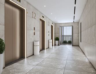 modern elevator hall standard floor elevator hall 3d model