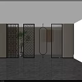Modern Room Dividers With Geometric Patterns Circular Design And Sheer Curtains For Interior Decor 3d model