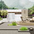 Serene Garden Design With Waterfall Outdoor Seating Fire Pit Stone Paths And Lush Plants