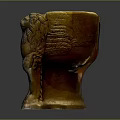 Ornate Office Chair Featuring Lion Head Armrests Wings Yellow Cushioned Seat And Carved Legs