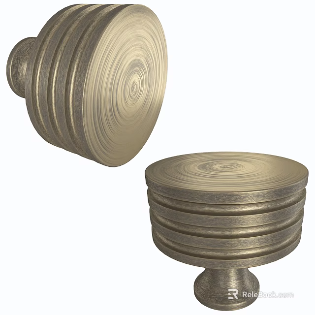 Round Classic Vintage Brass Door Knobs With Spiral Pattern And Striped Design 3d model 