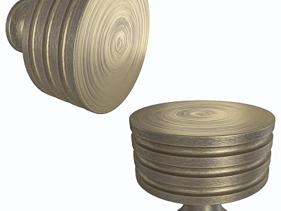 Round Classic Vintage Brass Door Knobs With Spiral Pattern And Striped Design 3d model