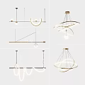 Modern Geometric Chandeliers With Sleek Metal Frames And Ring Shaped LED Lighting 3d model