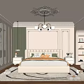 Elegant Modern Bedroom Interior Design With Upholstered Headboard Chandelier Nightstands And Round Rug