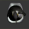 Standing Penguin Model With Yellow White Black Feathers On White Base